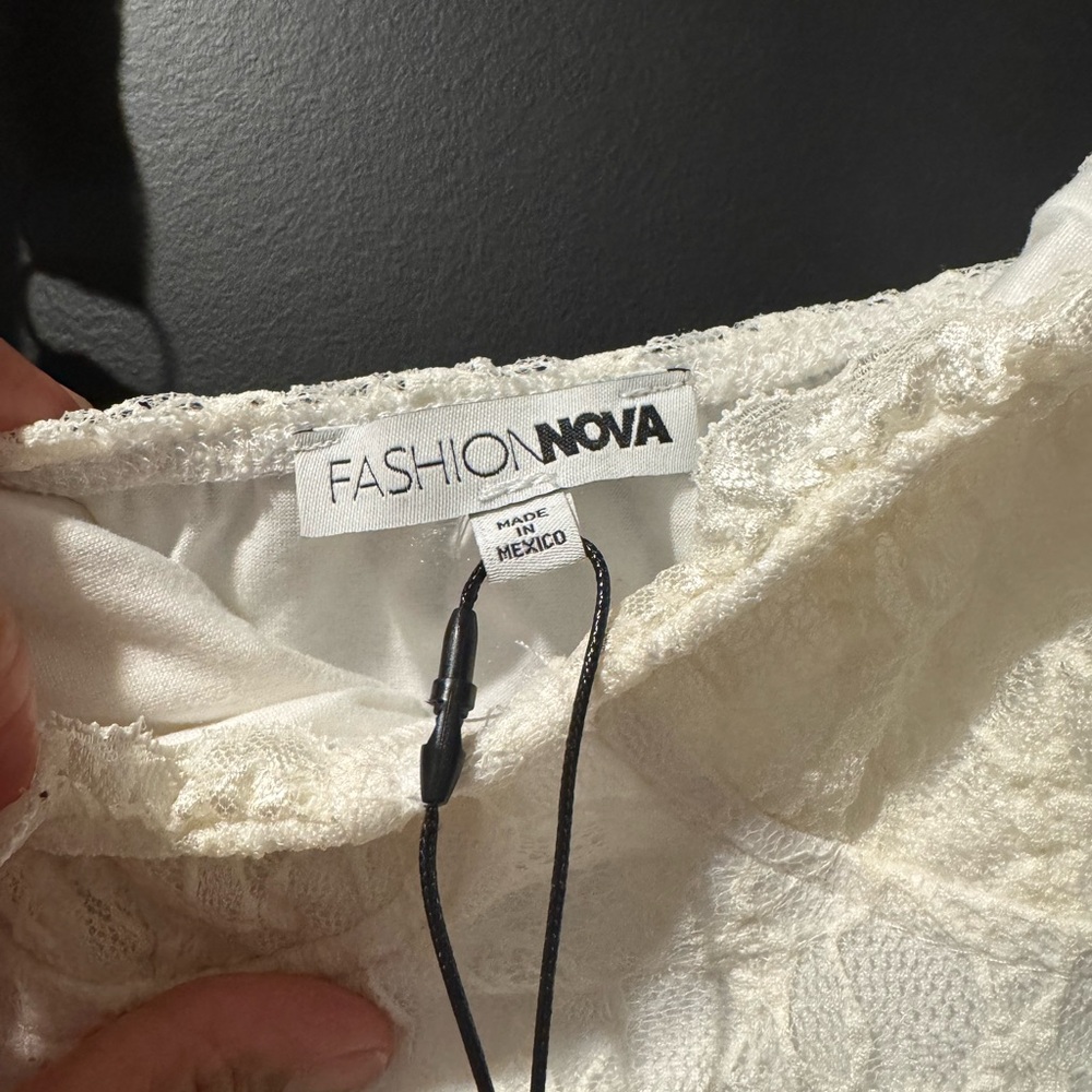 Fashion Nova White Backless Lace Dress